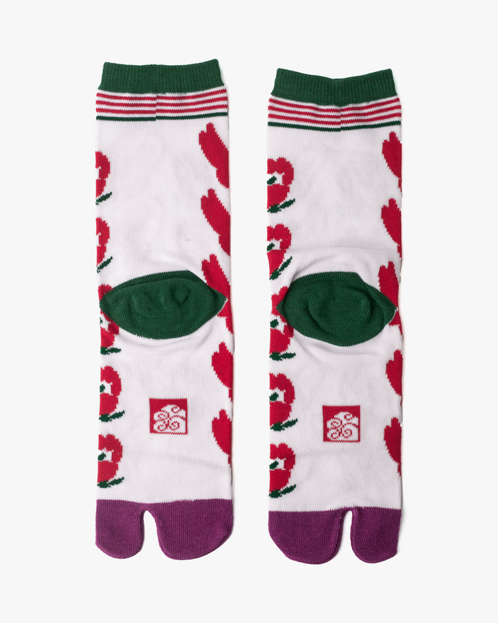 Wa Modern, Tabi Socks, Crew, Red Camelia (S/M)