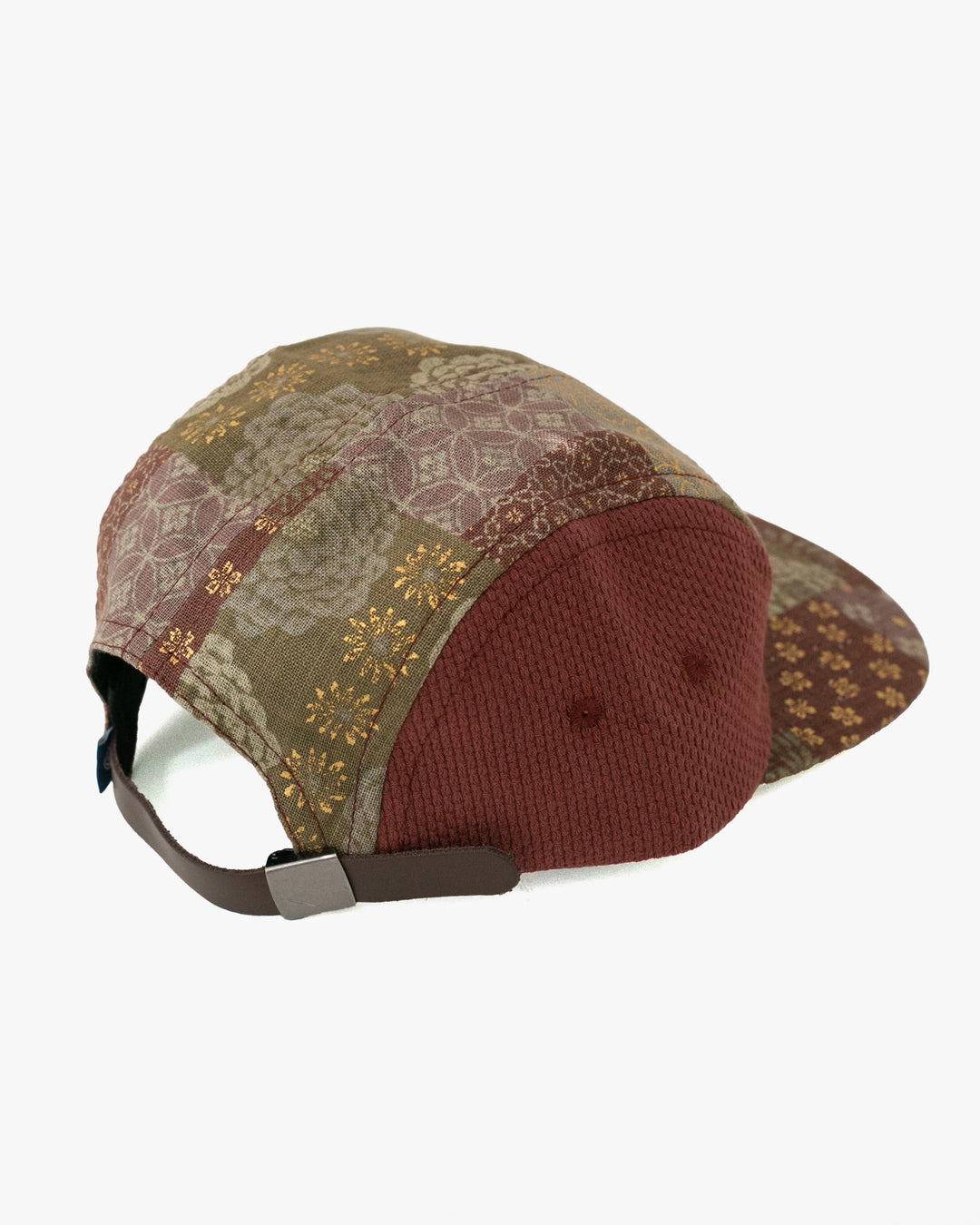 Kiriko Original Cap, 5-Panel, Two Tone, Azuki and Gold Multi Patchwork Style X Sashi-Ori