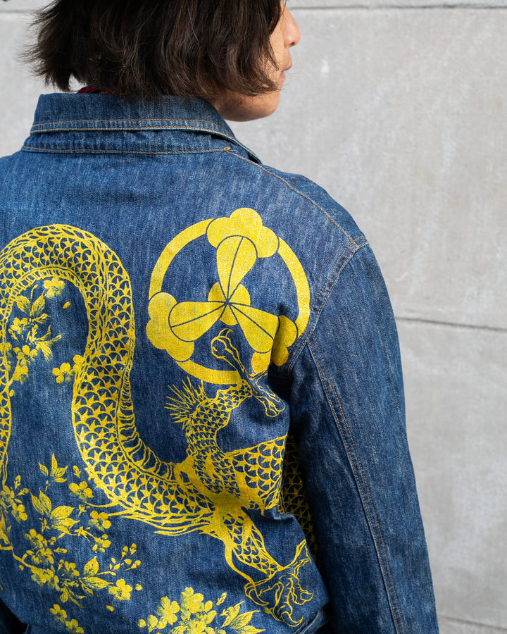 Japanese Repro Denim Jumpsuit, XL, Crutch Co, Embroidered Dragons
