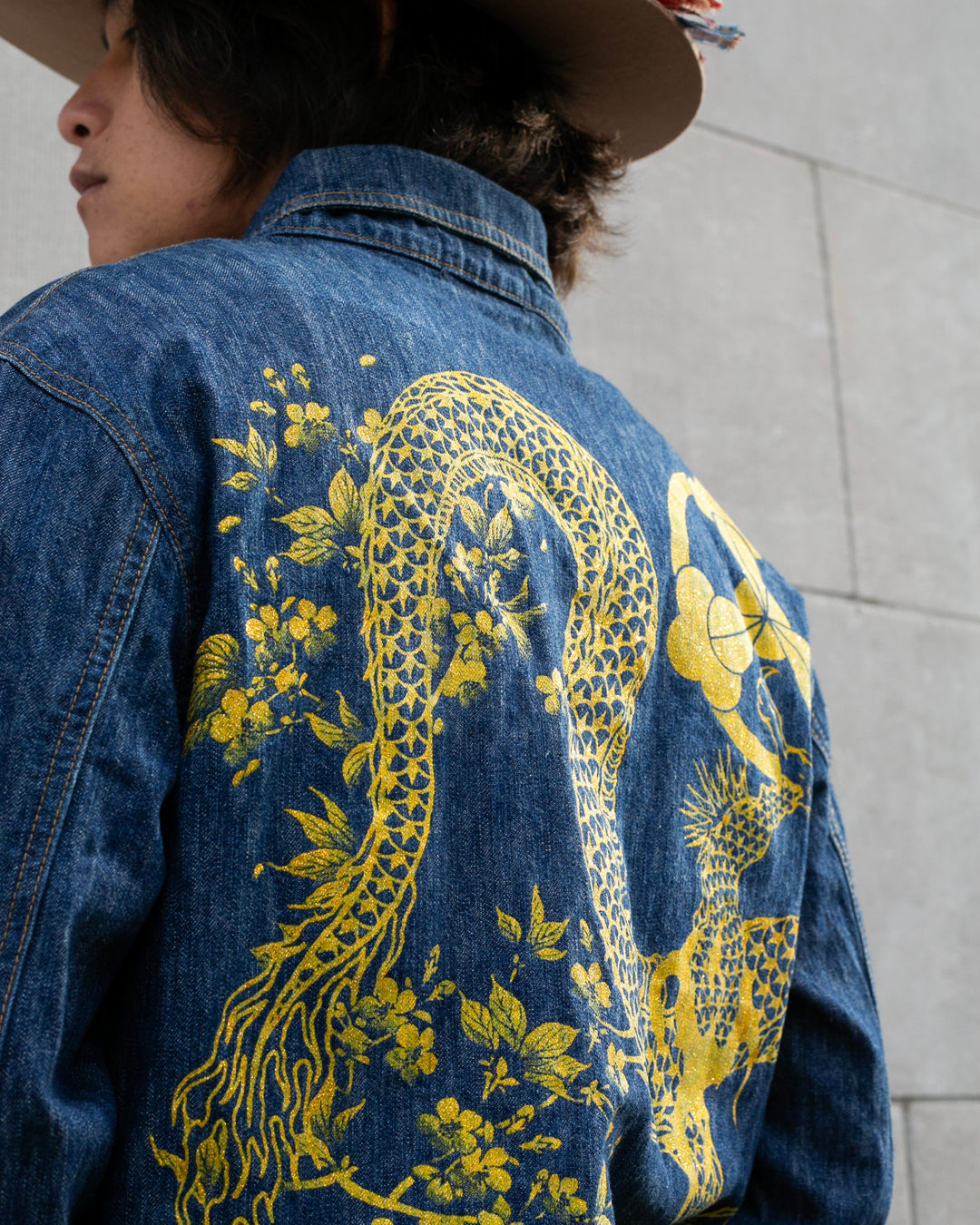 Japanese Repro Denim Jumpsuit, XL, Crutch Co, Embroidered Dragons