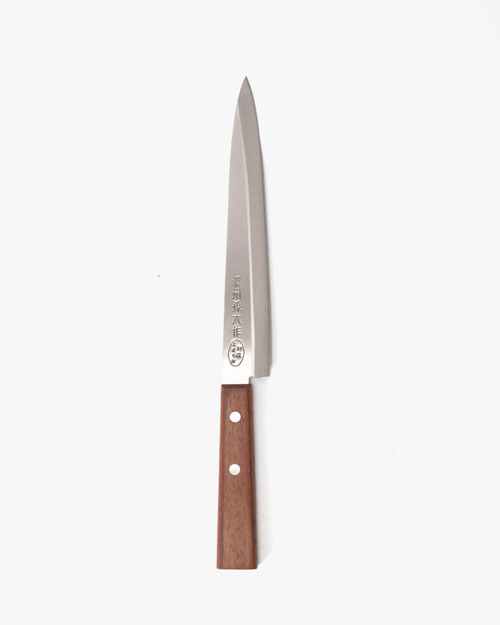 Japanese Knife, Satake Cutlery, Sashimi Knife, Noshu Magoroku Saku, Brown Handle