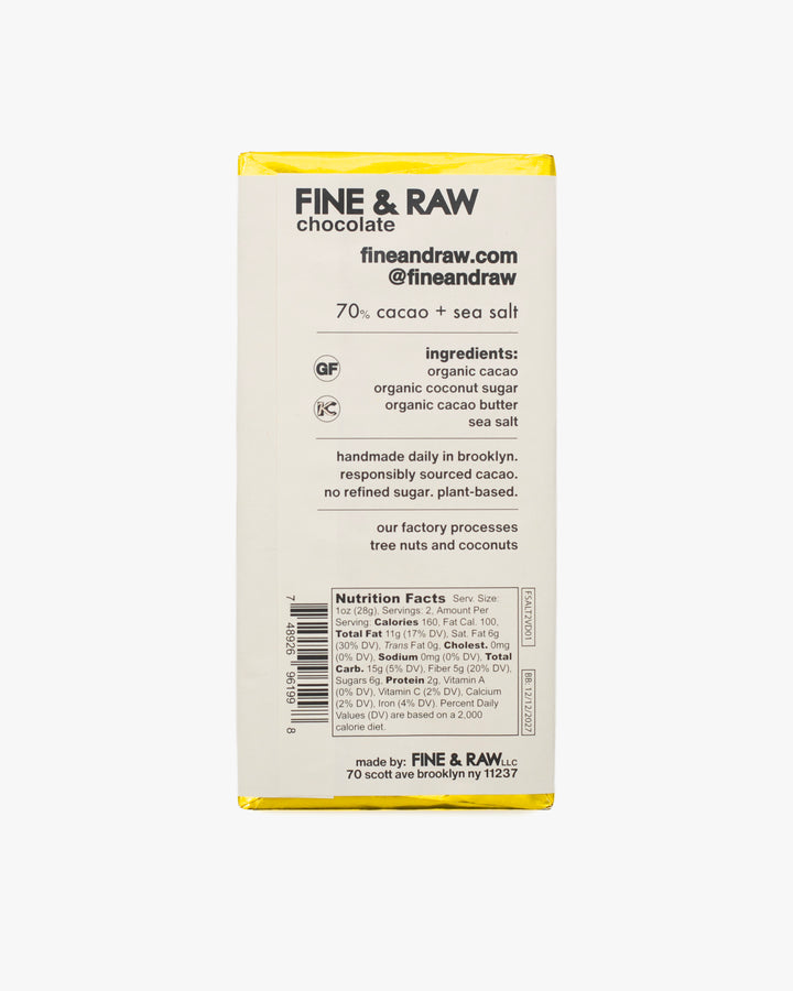 Fine &amp; Raw, Sea Salt Chocolate Bar, 2oz