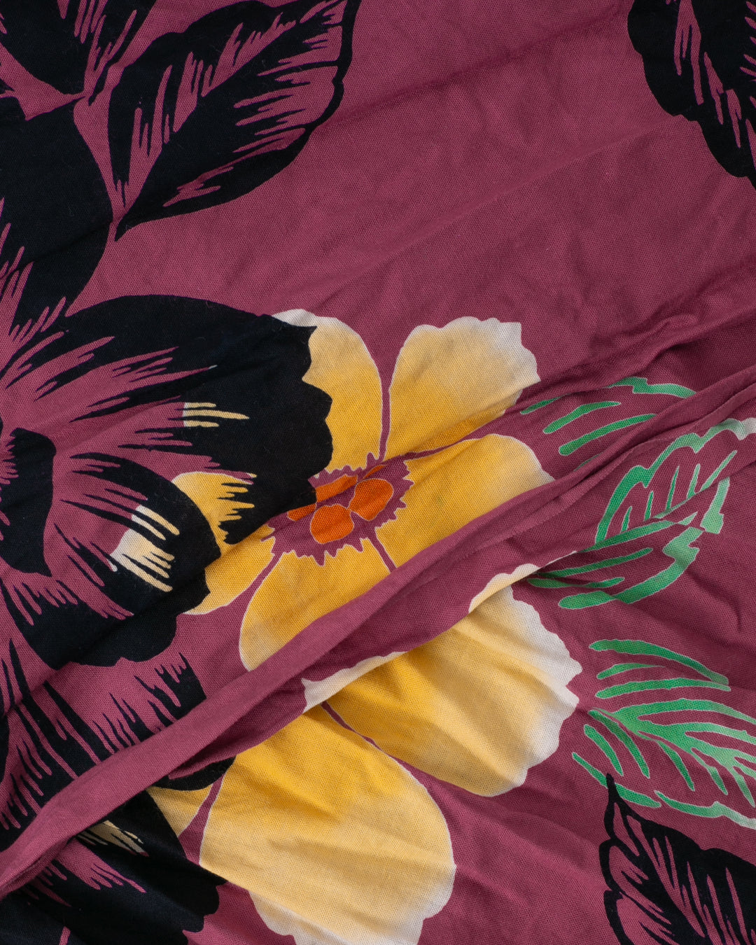 Kiriko Original Scarf, Kiji, Yukata, Shima Magenta with Light Orange and Black Flowers