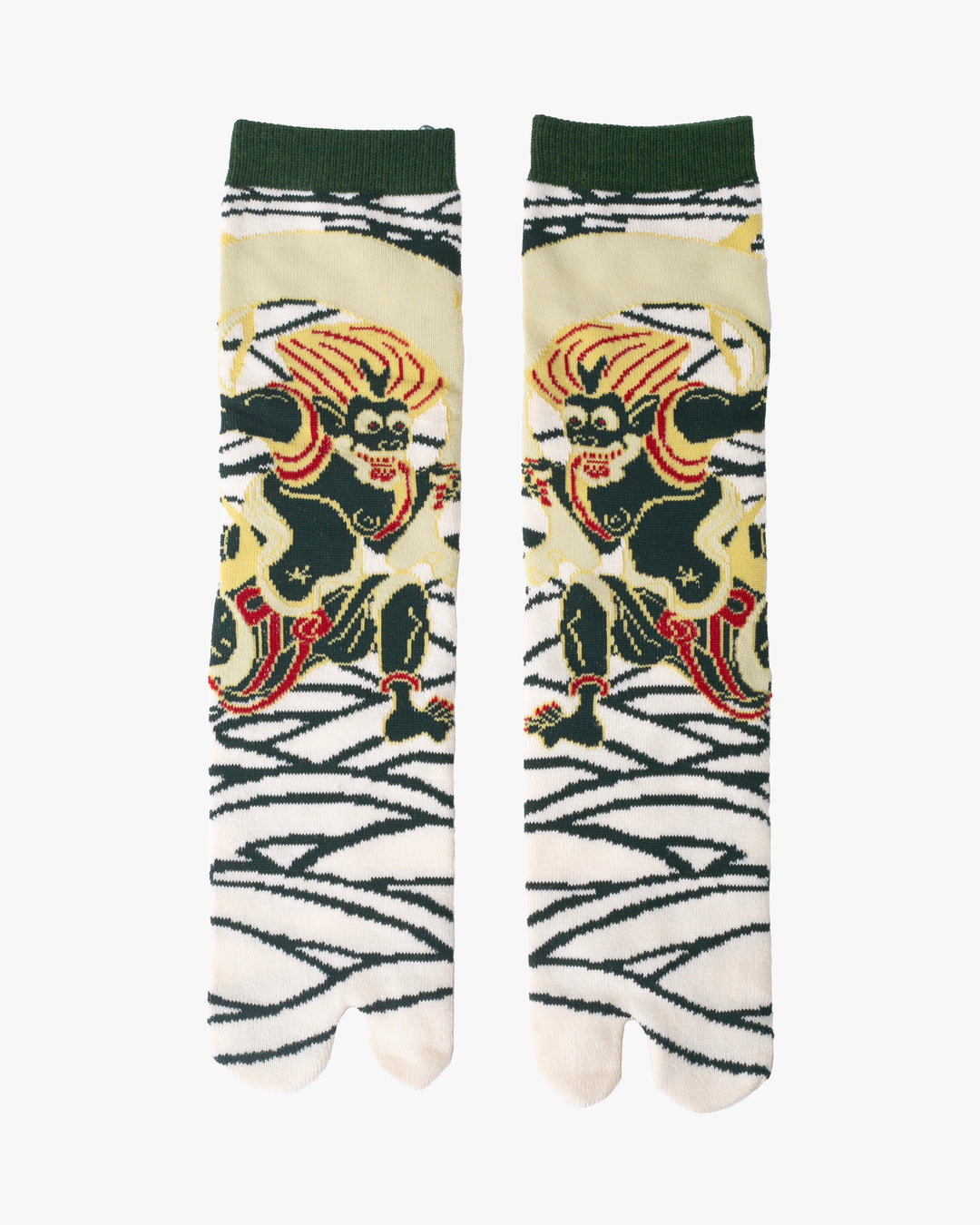 Kurochiku, Tabi Socks, Crew, Dark Green, Red and White Fujin M/L