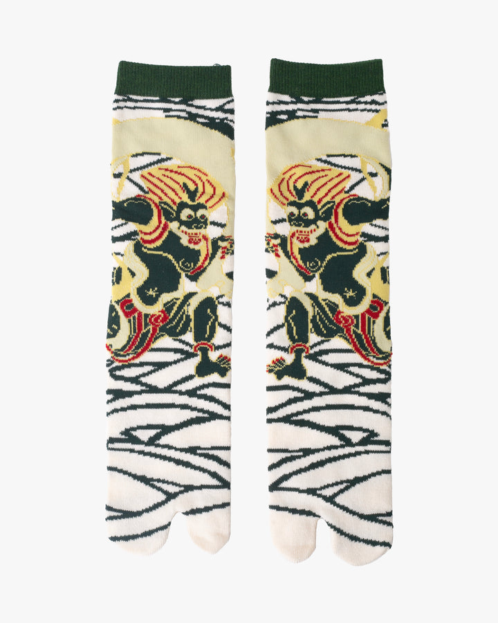 Kurochiku, Tabi Socks, Crew, Dark Green, Red and White Fujin M/L