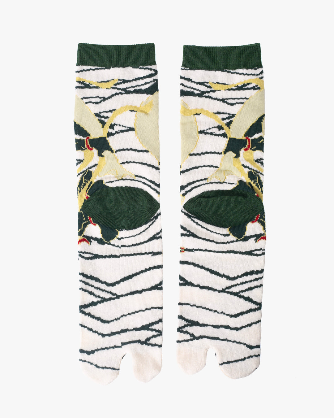 Kurochiku, Tabi Socks, Crew, Dark Green, Red and White Fujin M/L