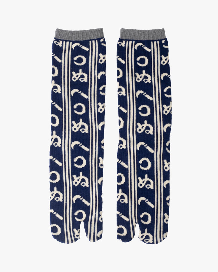 Kurochiku, Tabi Socks, Crew, Navy and White, Kamawanu - M/L