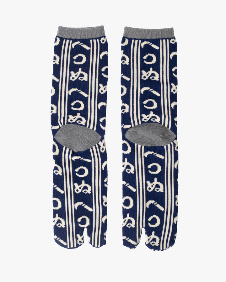 Kurochiku, Tabi Socks, Crew, Navy and White, Kamawanu - M/L