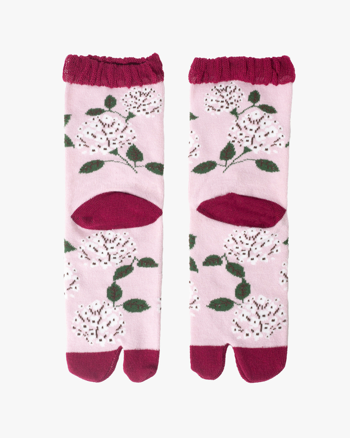 Kurochiku, Tabi Socks, Crew, Light Pink with White Wildflowers - S/M