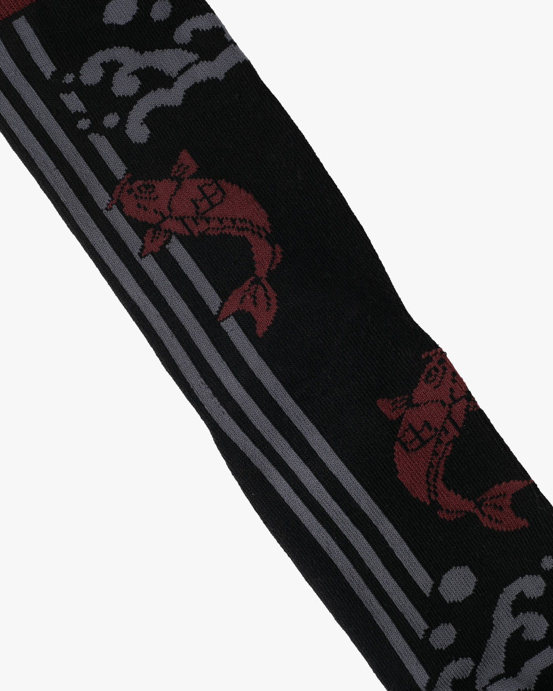 Kurochiku, Tabi Socks, Crew, Black, Gray and Red Koi - M/L