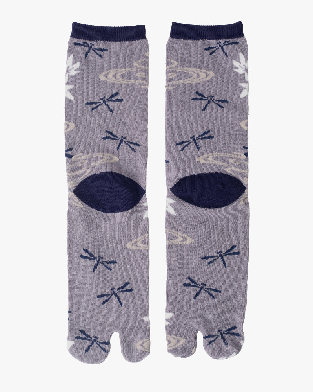 Kurochiku, Tabi Socks, Crew, Purple, Navy and White Dragonfly - M/L