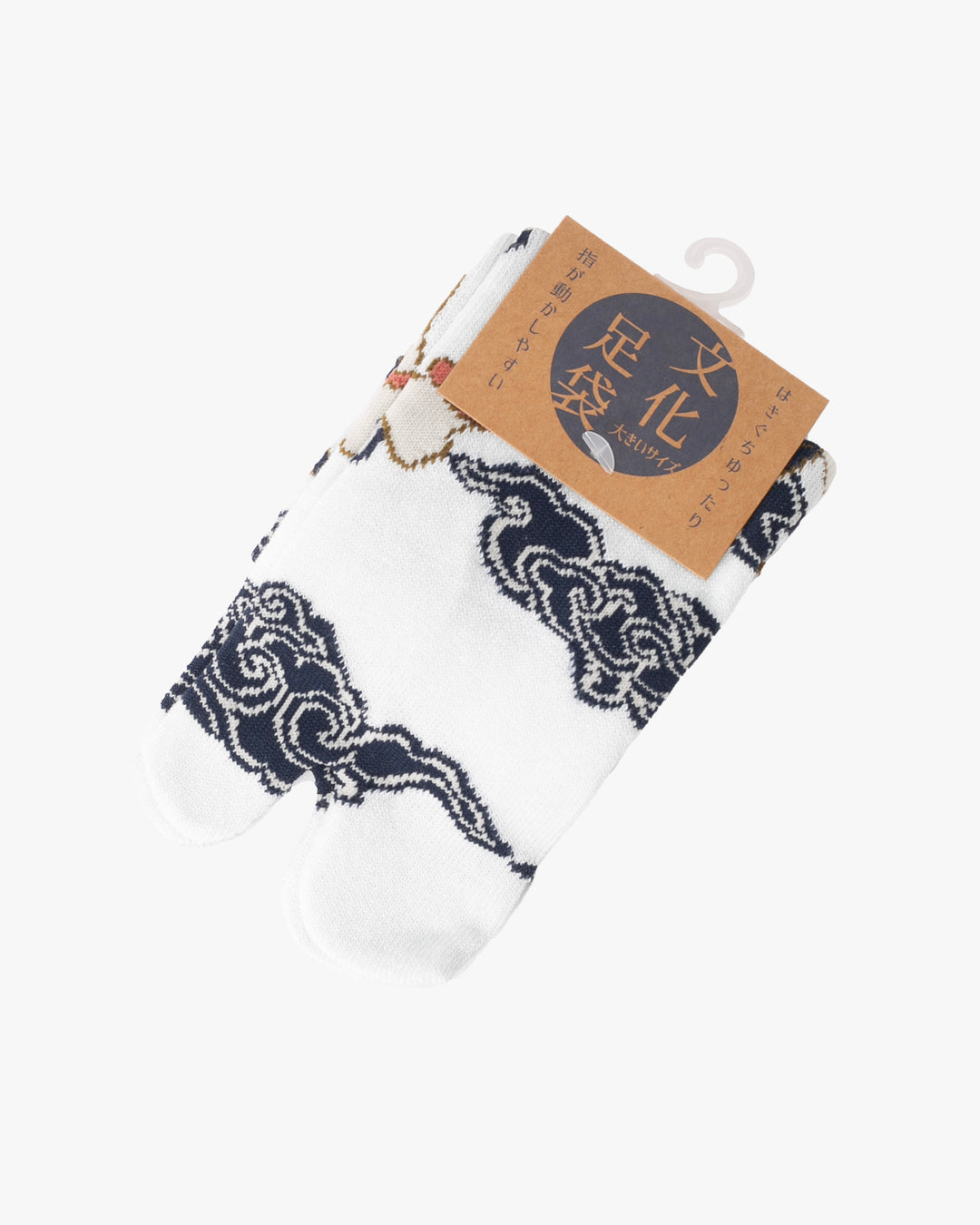 Kurochiku, Tabi Socks, Crew, White, Navy and Coral Pink, Raijin - M/L