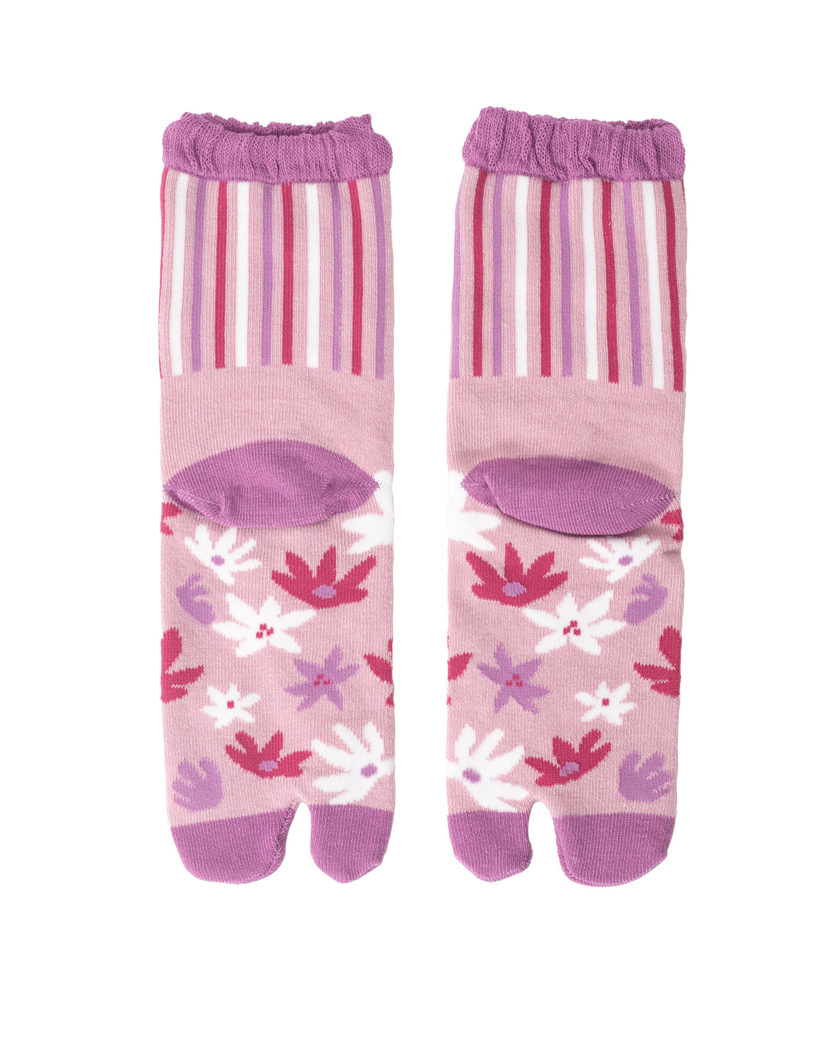 Kurochiku, Tabi Socks, Crew, Pink and Fuchsia, Stripes and Florals- S/M