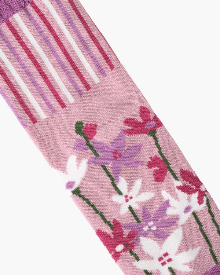 Kurochiku, Tabi Socks, Crew, Pink and Fuchsia, Stripes and Florals- S/M