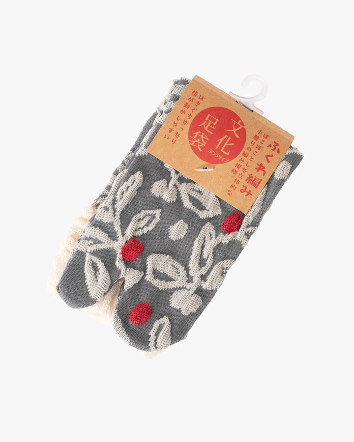 Kurochiku, Tabi Socks, Crew, Gray, Lace and Frill Detail- S/M