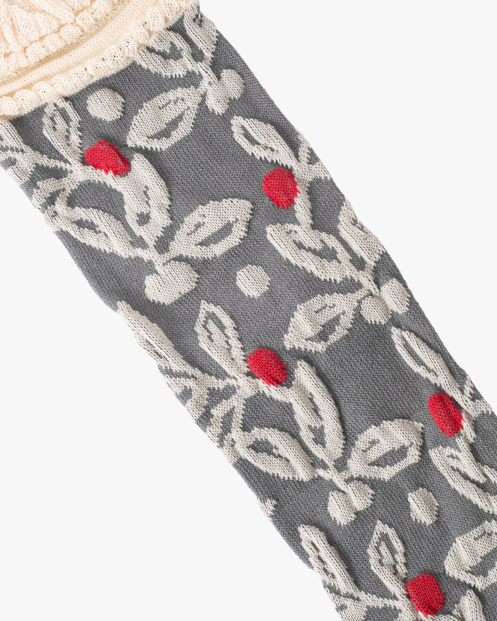 Kurochiku, Tabi Socks, Crew, Gray, Lace and Frill Detail- S/M