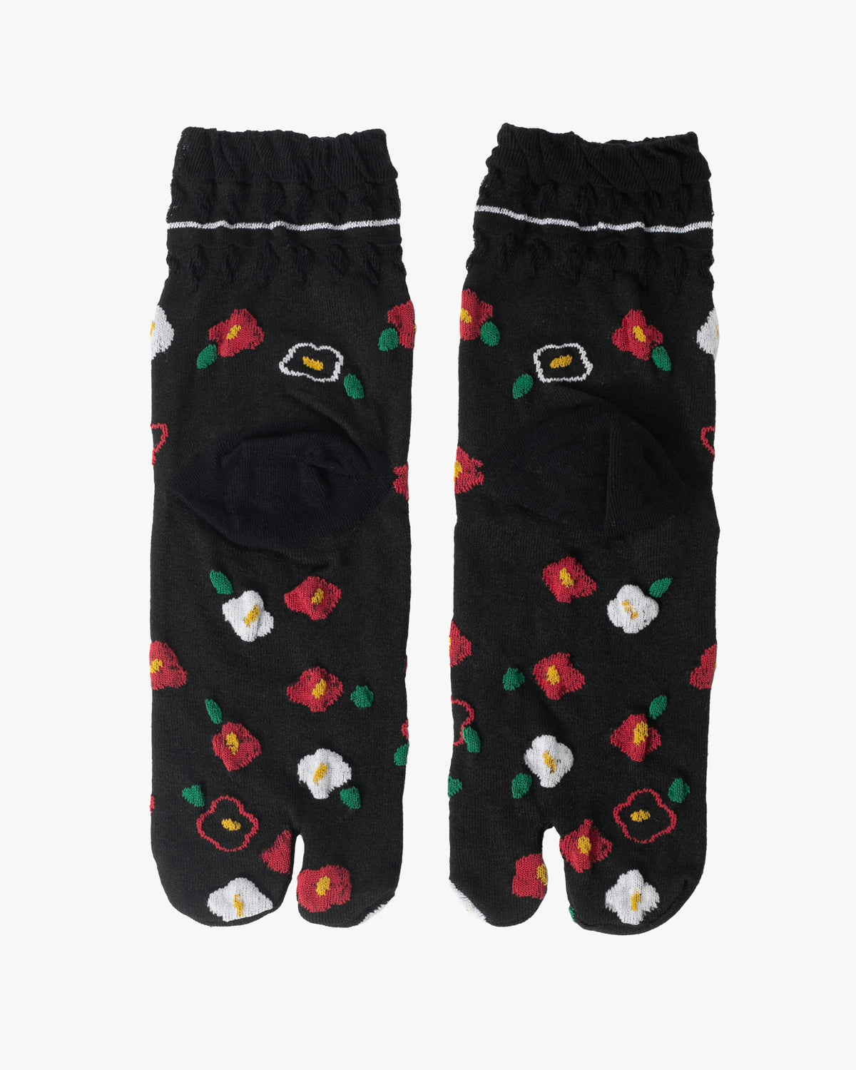 Kurochiku, Tabi Socks, Crew, Black, Red and White Tsubaki - S/M