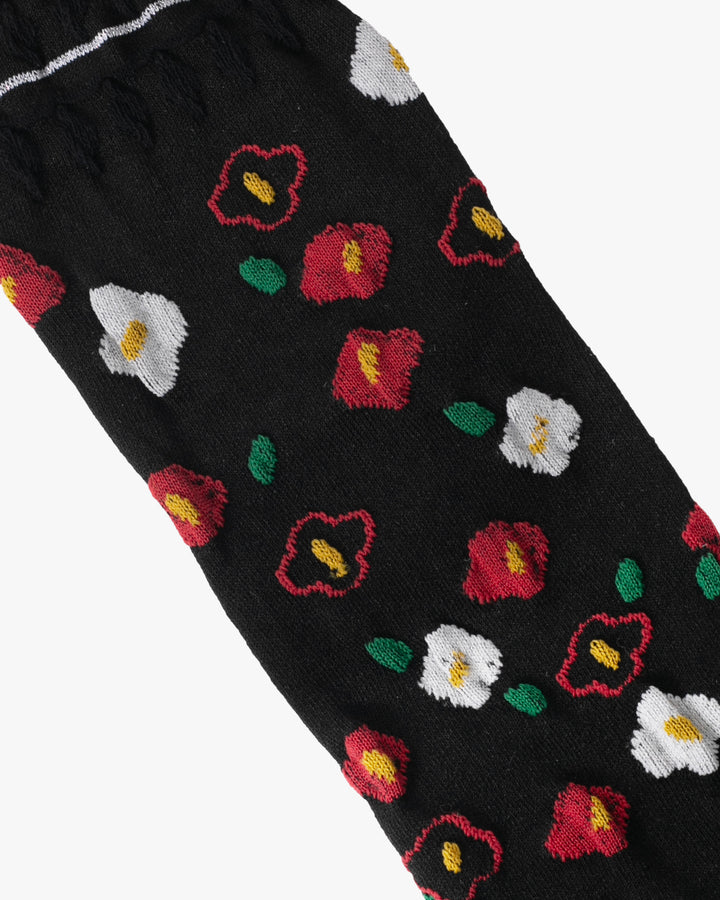 Kurochiku, Tabi Socks, Crew, Black, Red and White Tsubaki - S/M