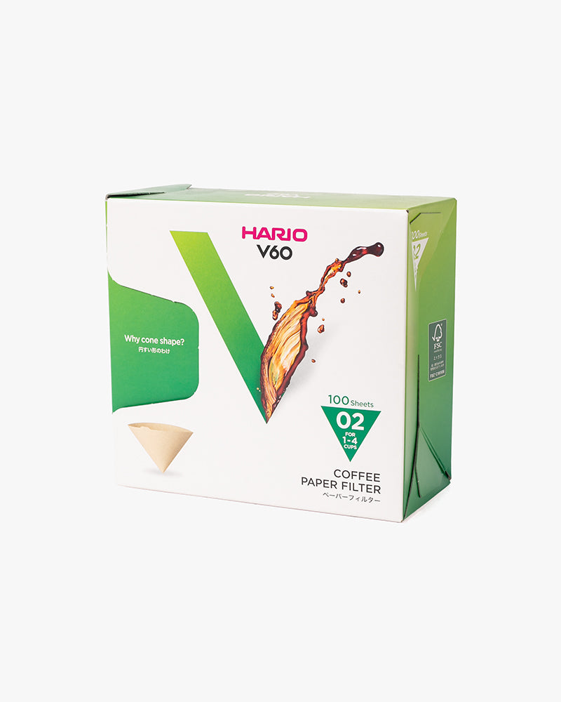 Hario, V60 Coffee Paper Filters, 02 "Misarashi", 100ct Box, Natural