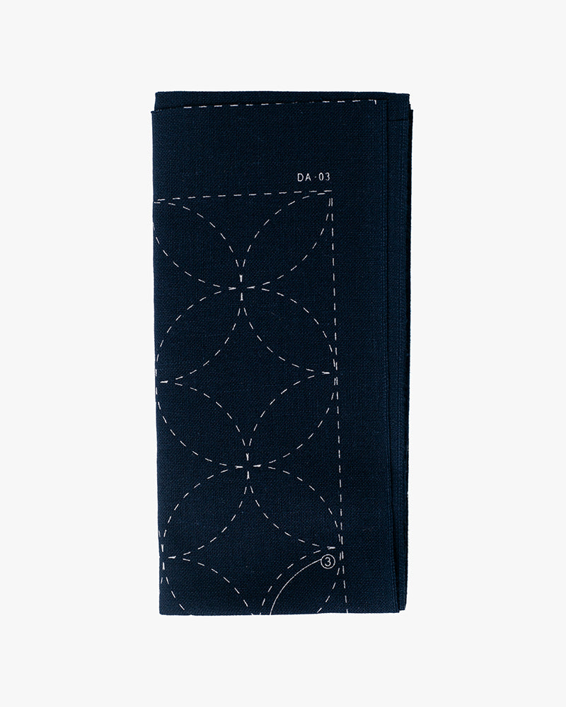 Daruma, Sashiko Sampler, Shippo Tsunagi, Indigo