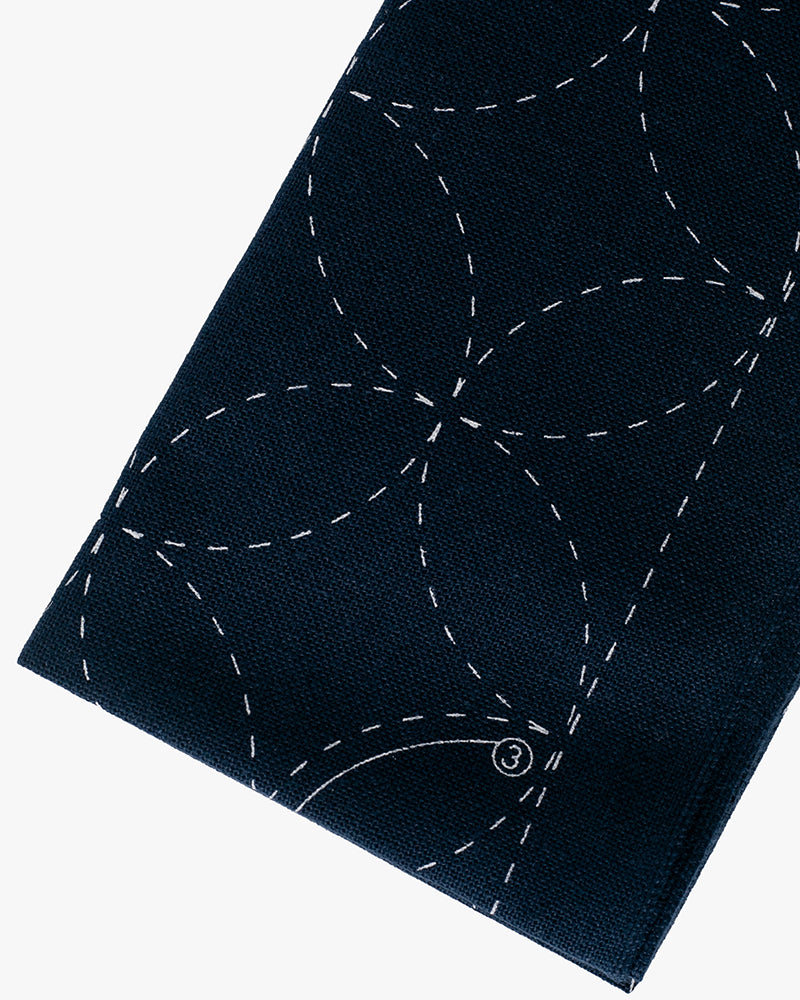 Daruma, Sashiko Sampler, Shippo Tsunagi, Indigo – Kiriko Made