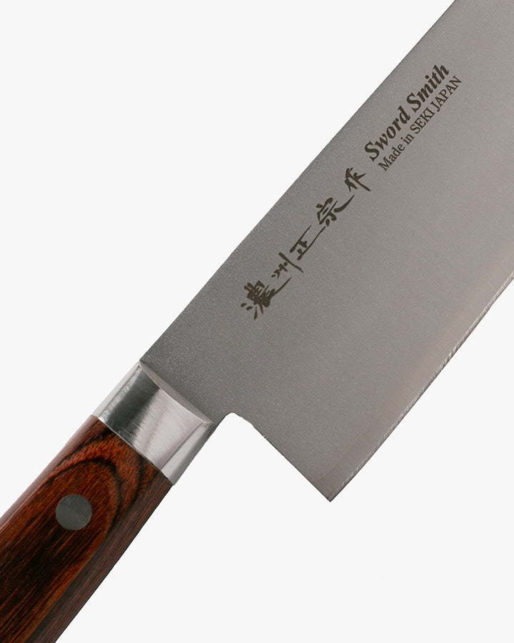 Japanese Knife, Satake Cutlery, Santoku Knife, Clad Steel, Hakushi, Laminated Wood Handle, 170mm