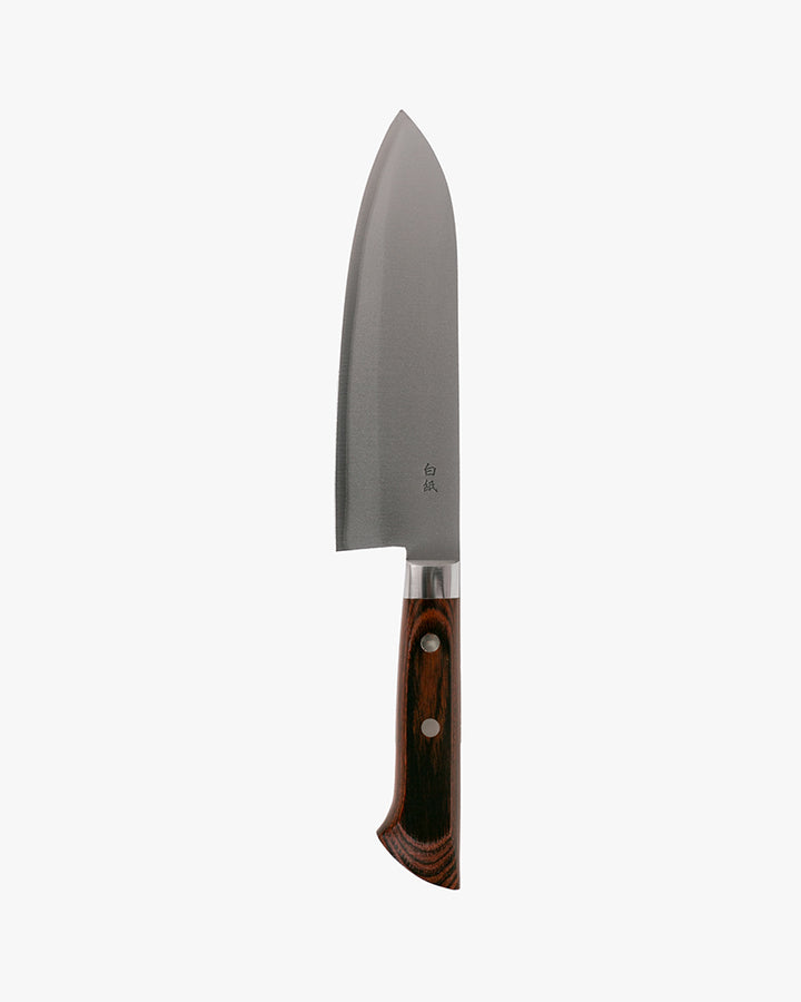 Japanese Knife, Satake Cutlery, Santoku Knife, Clad Steel, Hakushi, Laminated Wood Handle, 170mm