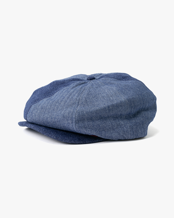 Newsboy Cap, Brixton, Denim Herringbone Patchwork Style