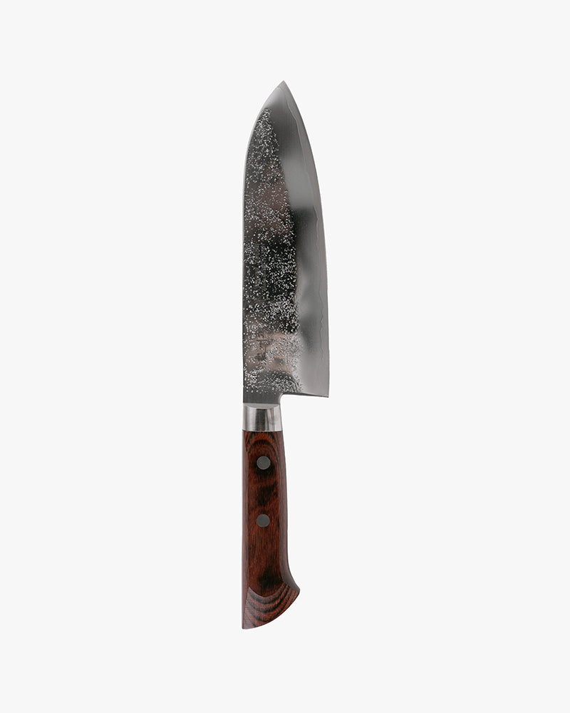 Japanese Knife, Satake Cutlery, Santoku Knife, Clad Steel, Nashiji, Laminated Wood Handle, 170mm