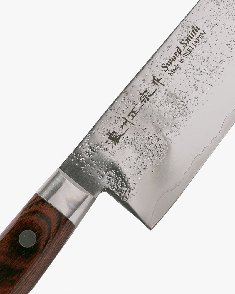 Japanese Knife, Satake Cutlery, Santoku Knife, Clad Steel, Nashiji, Laminated Wood Handle, 170mm