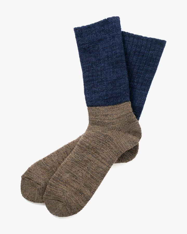 Knitwin, Crew Socks, Oslo Mohair Wool Khaki and Navy