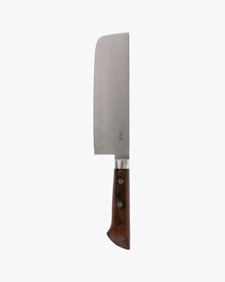 Japanese Knife, Satake Cutlery, Nakiri Knife, Clad Steel, Hakushi, Laminated Wood Handle, 170mm