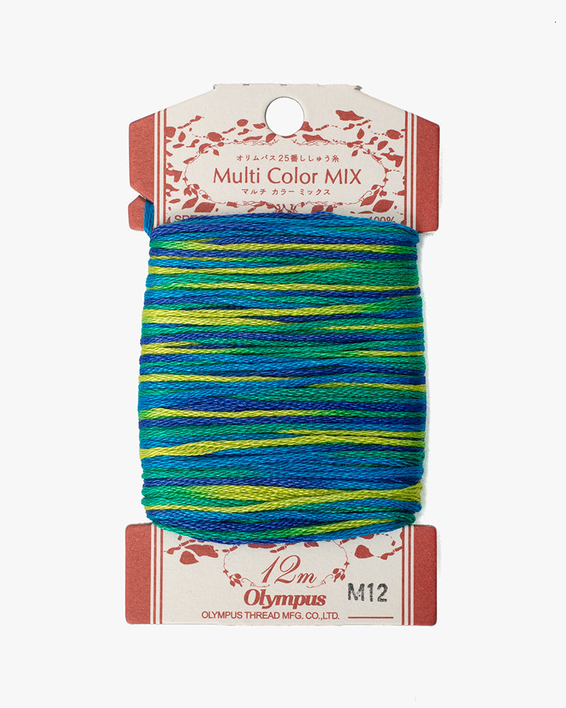 Sashiko Thread, Multi Color Mix, Blue Green