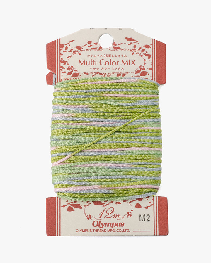 Sashiko Thread, Multi Color Mix, Green Pink