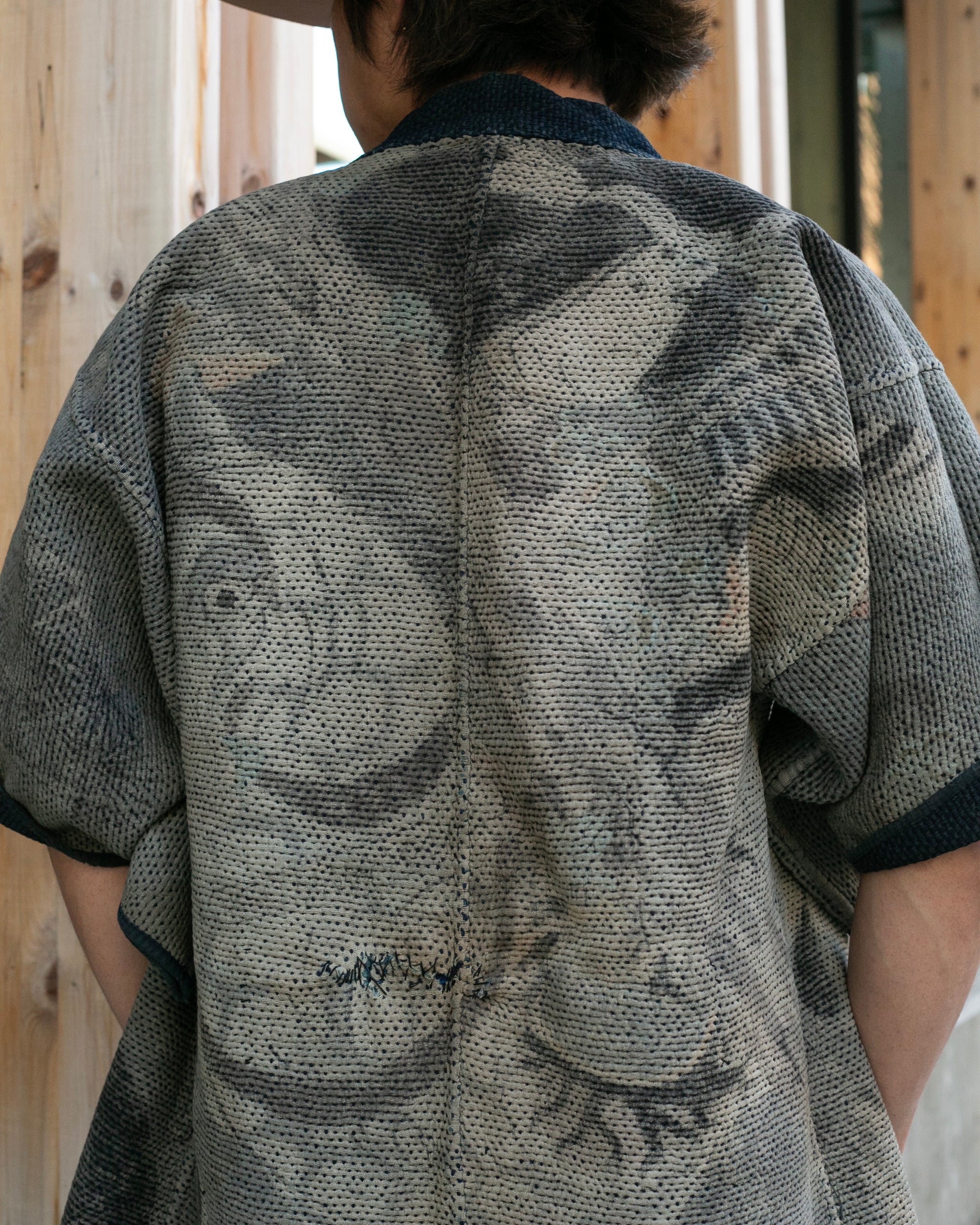 Vintage Noragi Jacket, Full Sashiko with Sakiori Back Panel, Dark
