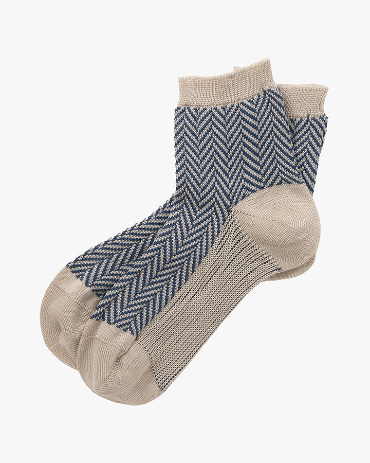 Knitwin, Crew Socks, Memeri Herringbone Navy