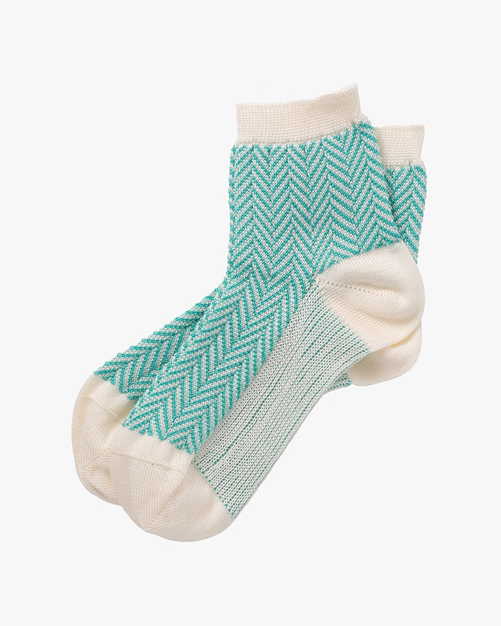 Knitwin, Crew Socks, Memeri Herringbone Aqua