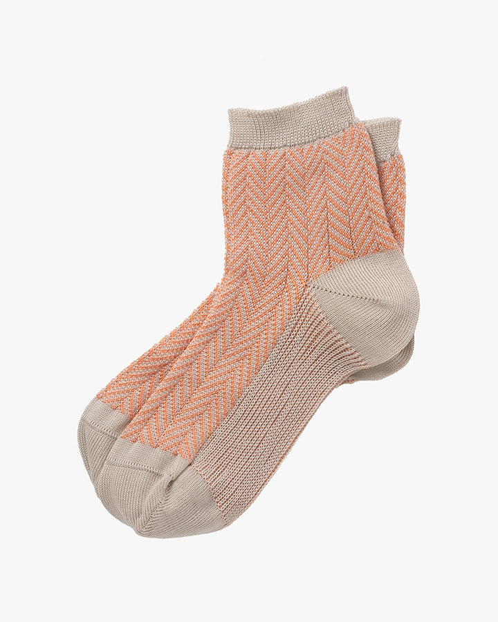 Knitwin, Crew Socks, Memeri Herringbone Coral