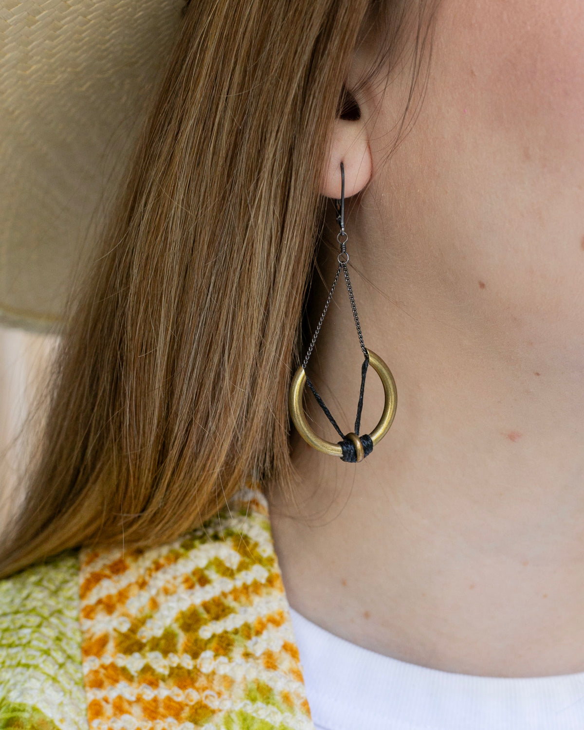 Boet Earrings, Ozarc, Brass and Black