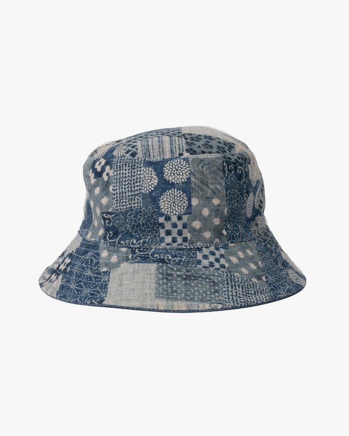 Kiriko Original Indigo Bucket Hat, Reversible, Small indigo Patch Work Style Denim
