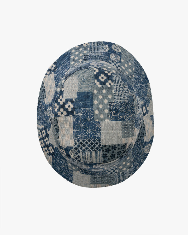 Kiriko Original Indigo Bucket Hat, Reversible, Small indigo Patch Work Style Denim