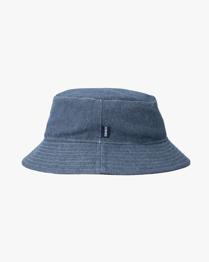 Kiriko Original Indigo Bucket Hat, Reversible, Small indigo Patch Work Style Denim