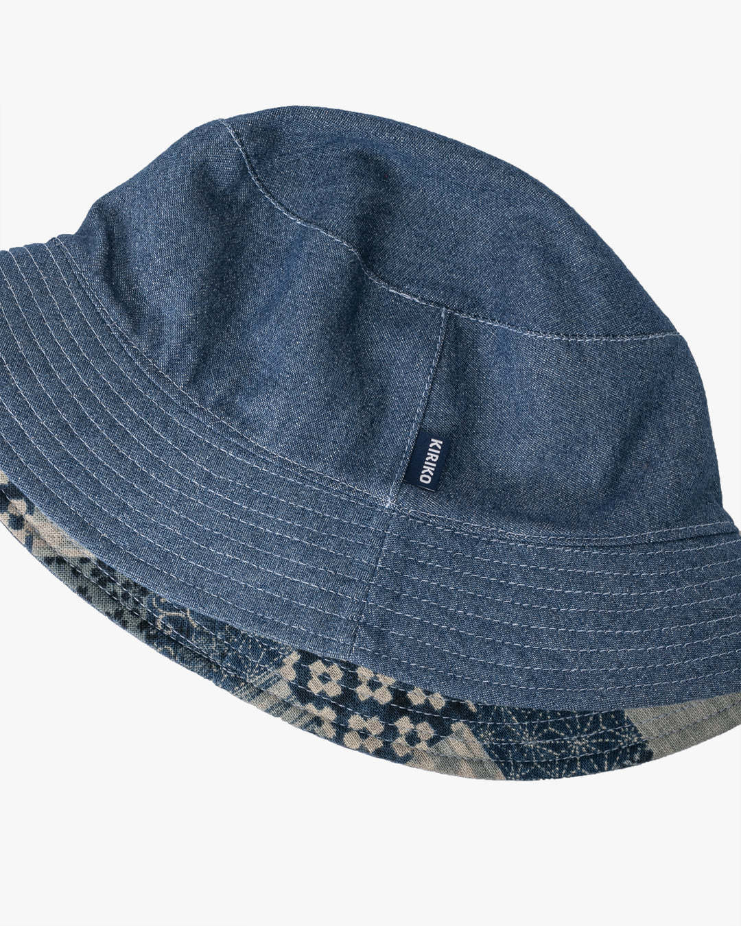 Kiriko Original Indigo Bucket Hat, Reversible, Small indigo Patch Work Style Denim