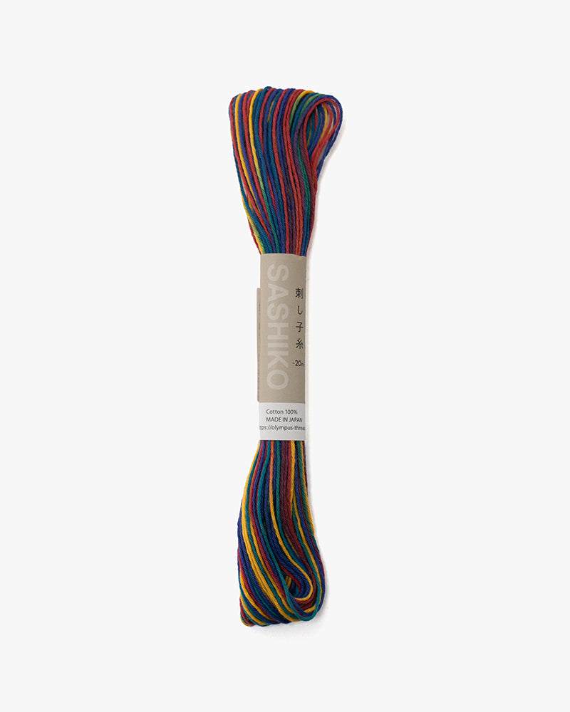 Sashiko Thread, 22 Yards, Multi Color,  Blue Yellow