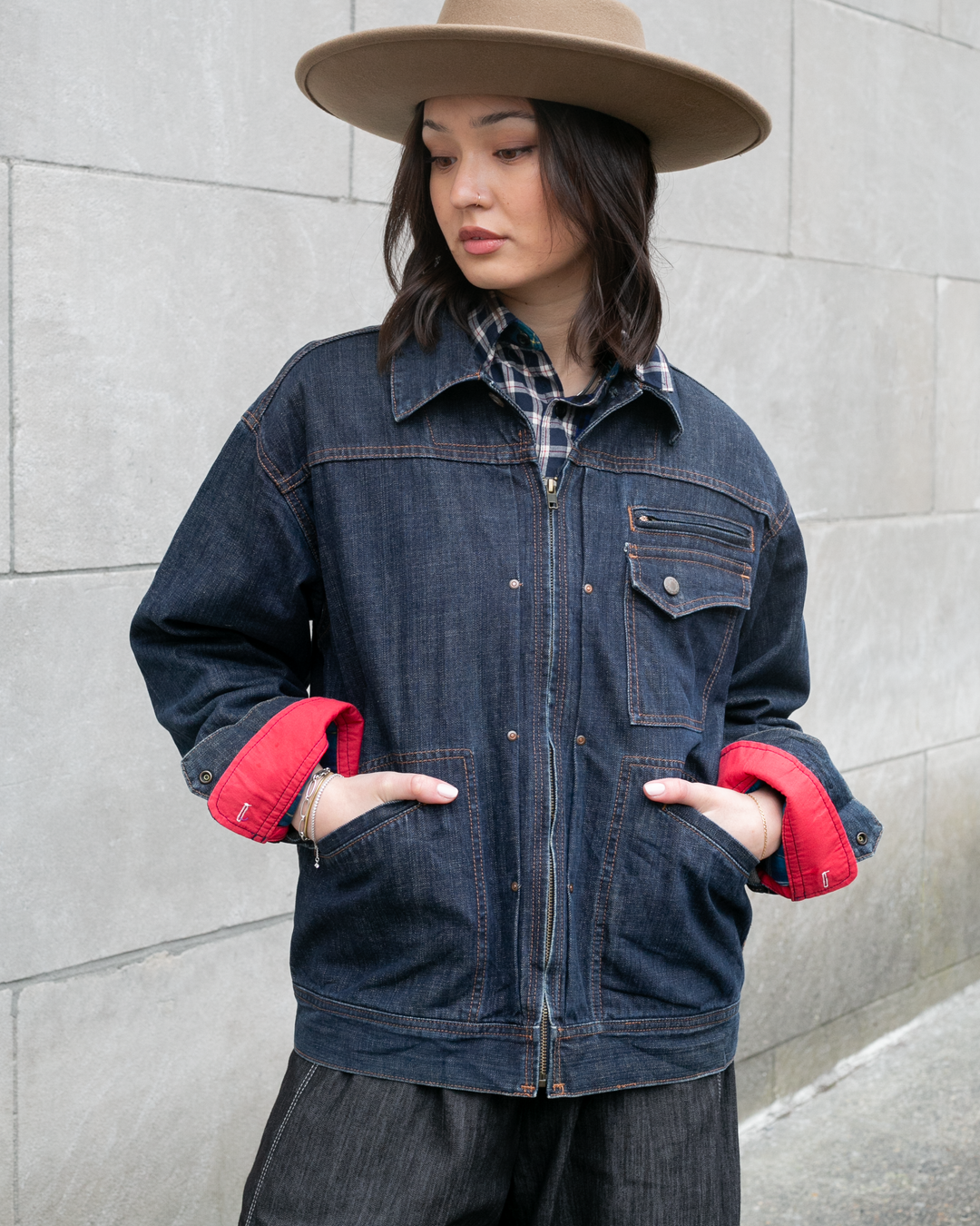 Japanese Repro Denim Jacket, Sekaifuji, Utility Pocket Details - XL