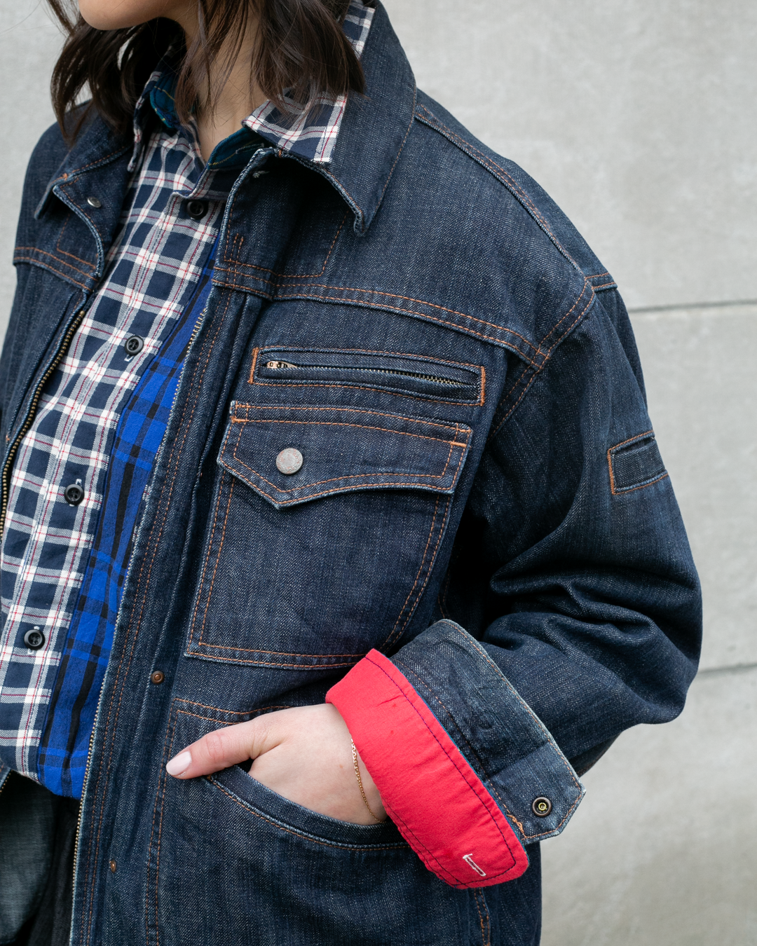 Japanese Repro Denim Jacket, Sekaifuji, Utility Pocket Details - XL