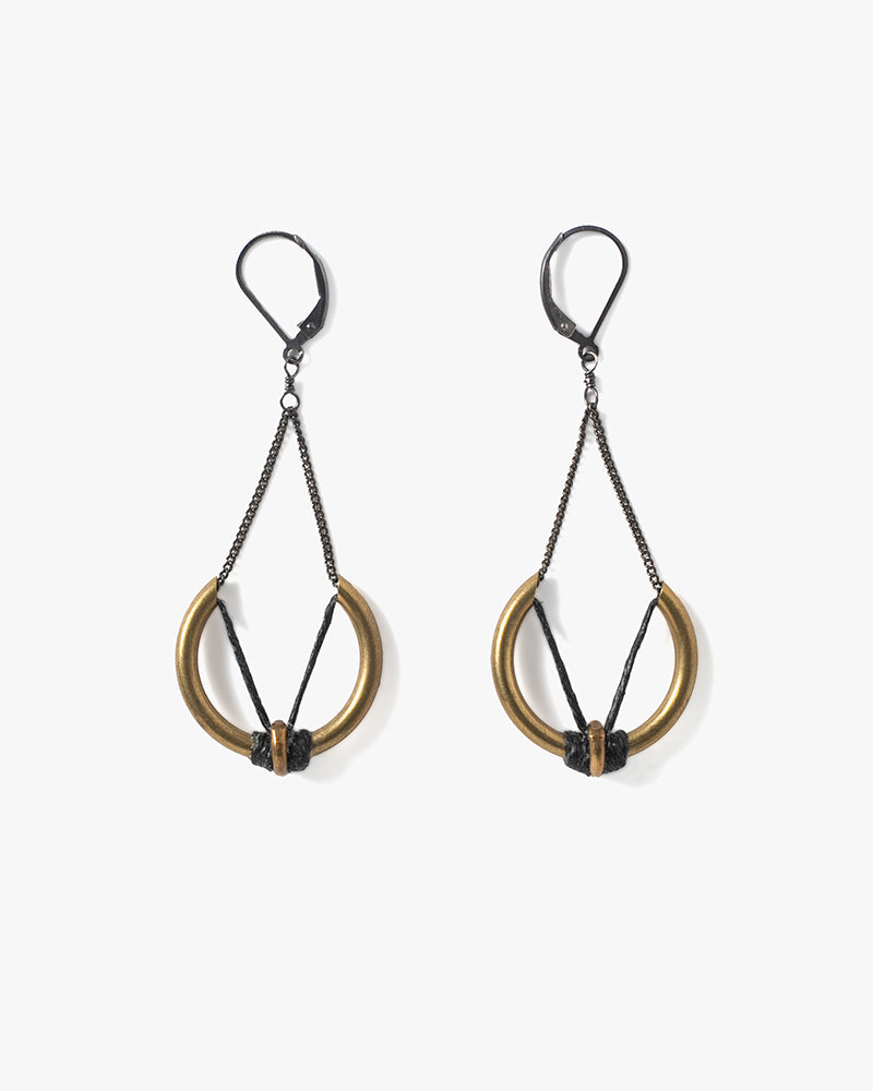 Boet Earrings, Ozarc, Brass and Black