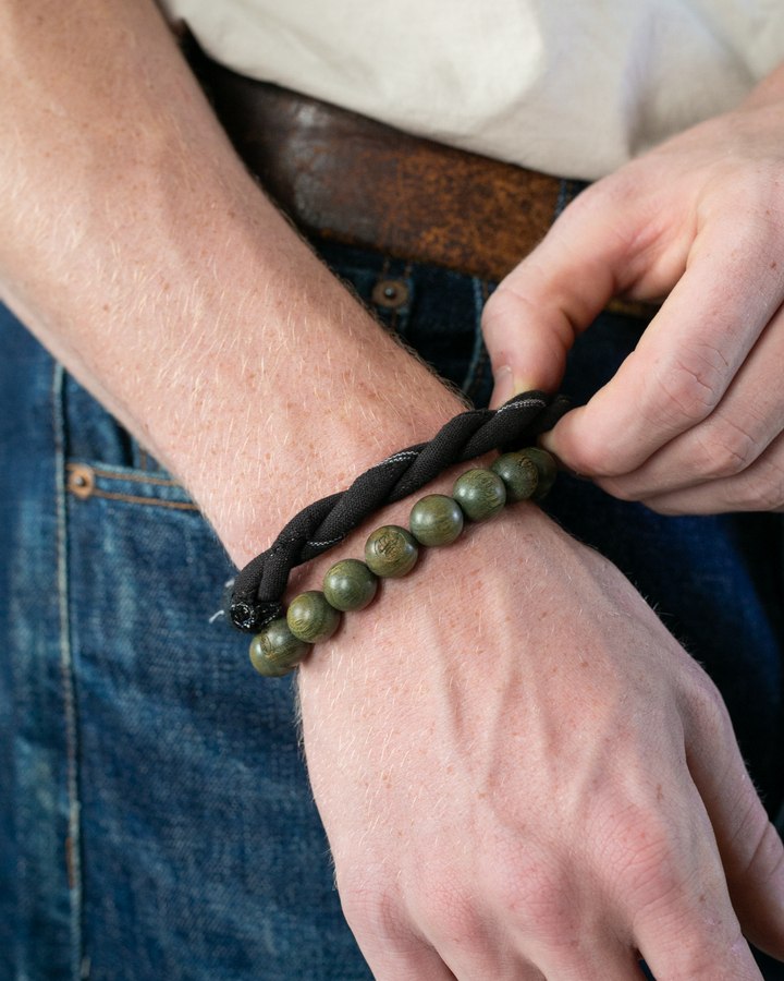 Boet x Kiriko Bracelet, Boro, Grey with White and Blue Accents