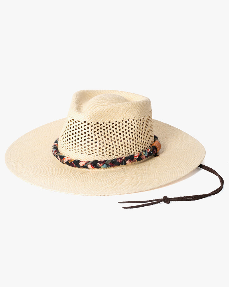 Kiriko Custom Panama Hat, Straw, Braided Shades of Burgundy and Orange Floral and Plaid