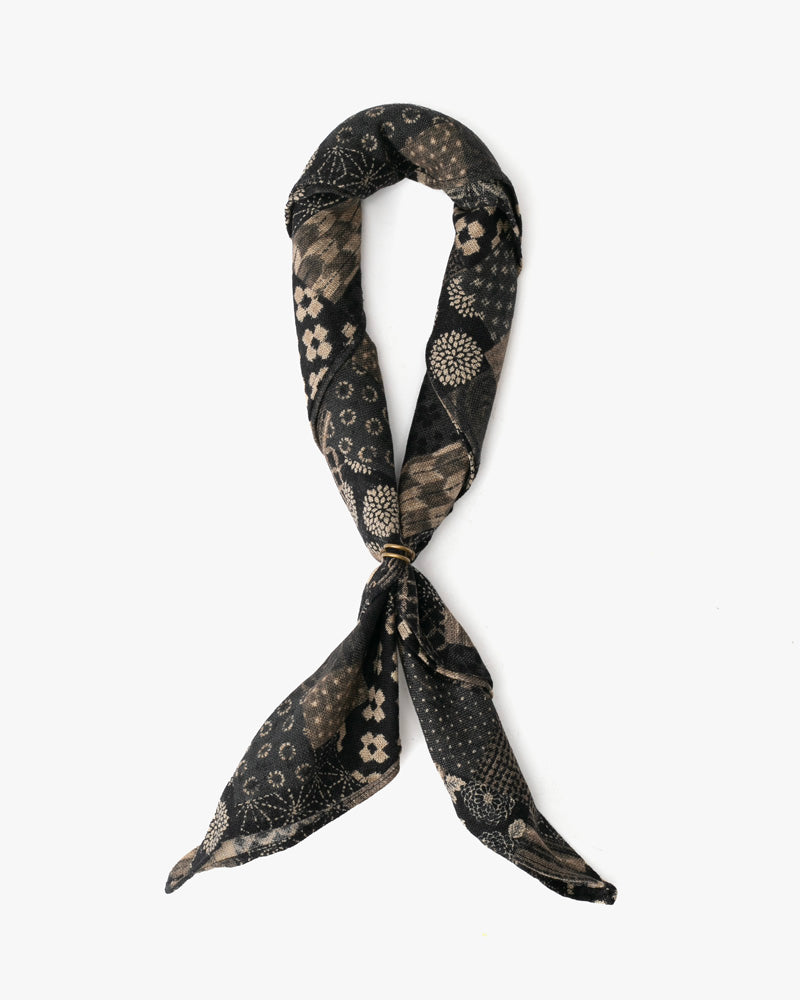 Kiriko Original Bandana, Classic, Small Charcoal Patchwork Style